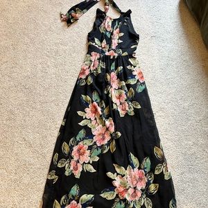 INC Black Floral Maxi Dress